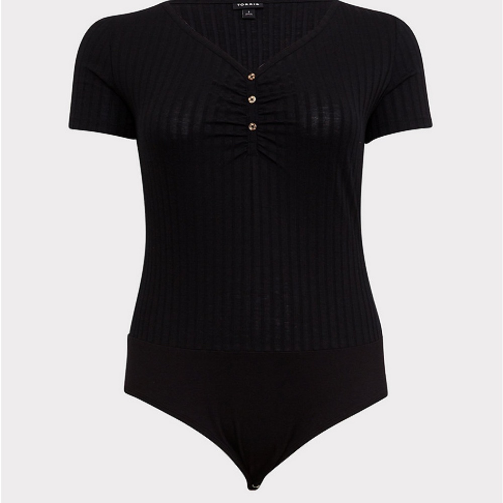 TORRID BLACK HENLEY RIB HENLEY BODYSUIT NEW 2X